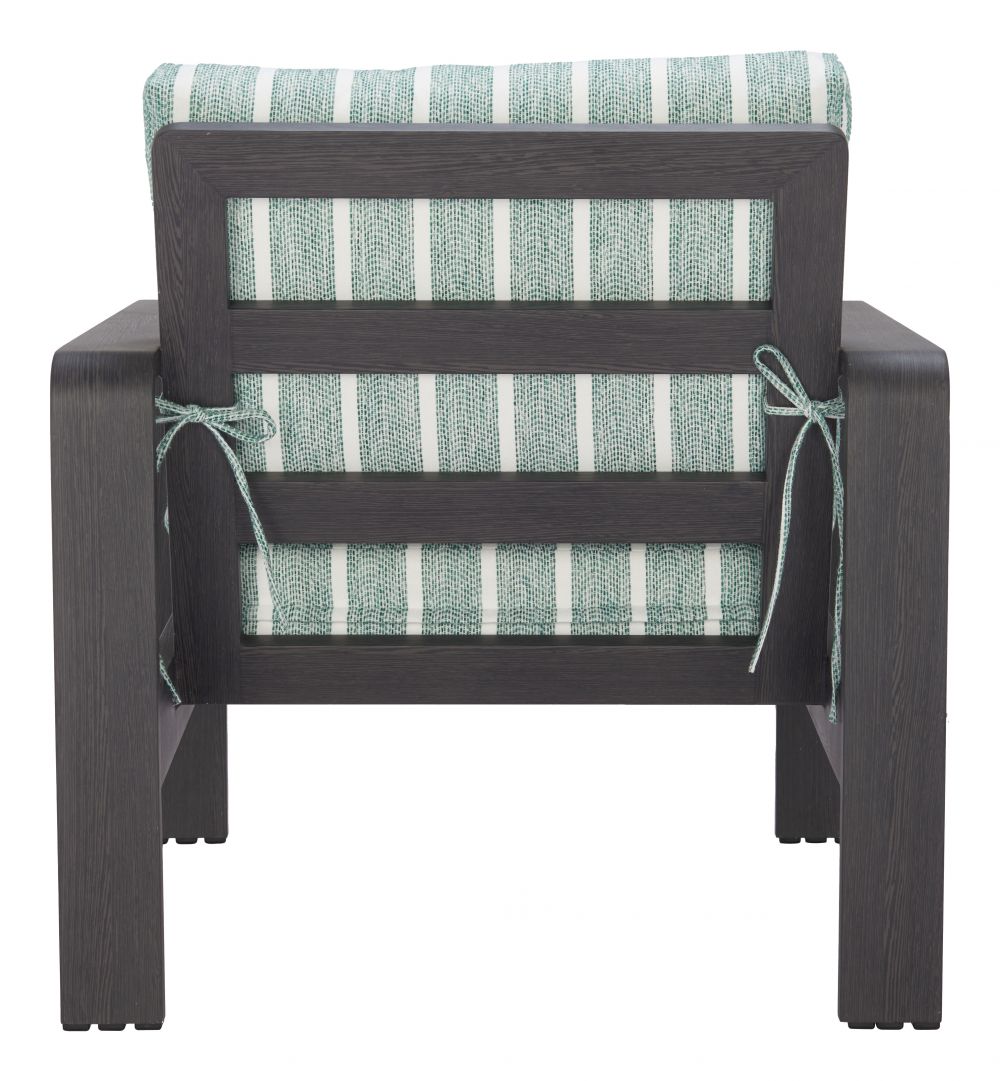 Rolig Green and White Stripe Olefin Fabric Outdoor Luxury Armchair