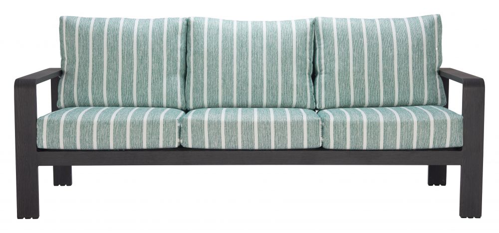 Rolig Green and White Stripe Olefin Fabric Outdoor Luxury Sofa