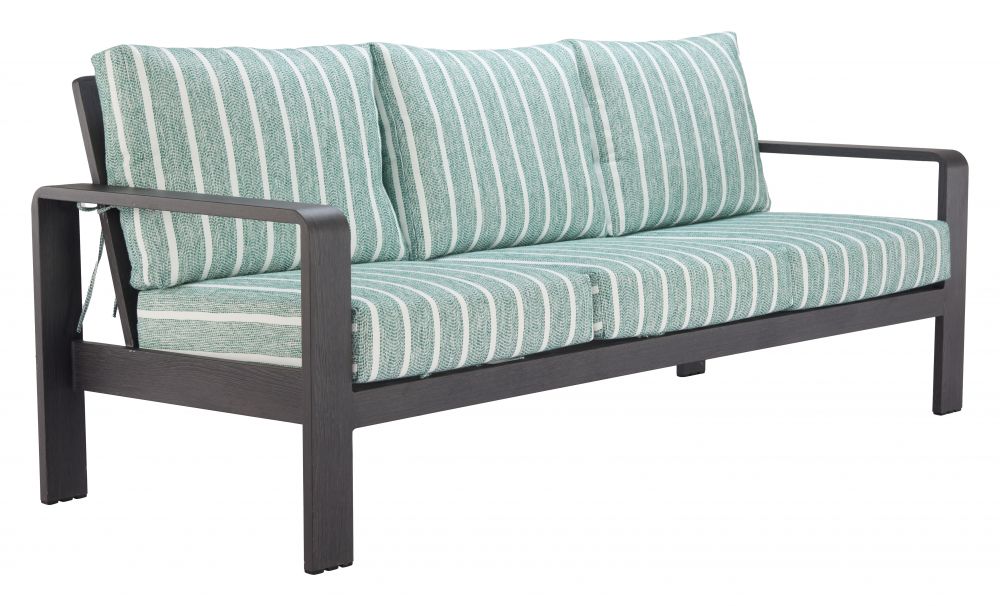 Rolig Green and White Stripe Olefin Fabric Outdoor Luxury Sofa