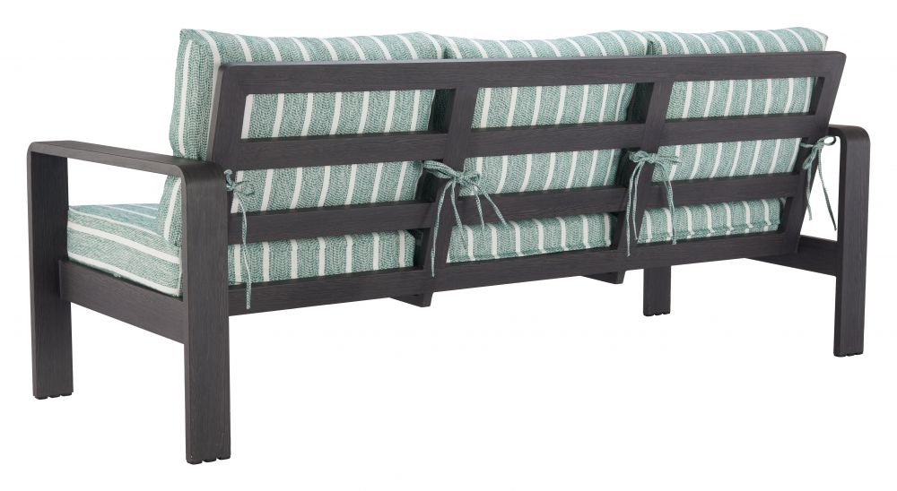 Rolig Green and White Stripe Olefin Fabric Outdoor Luxury Sofa