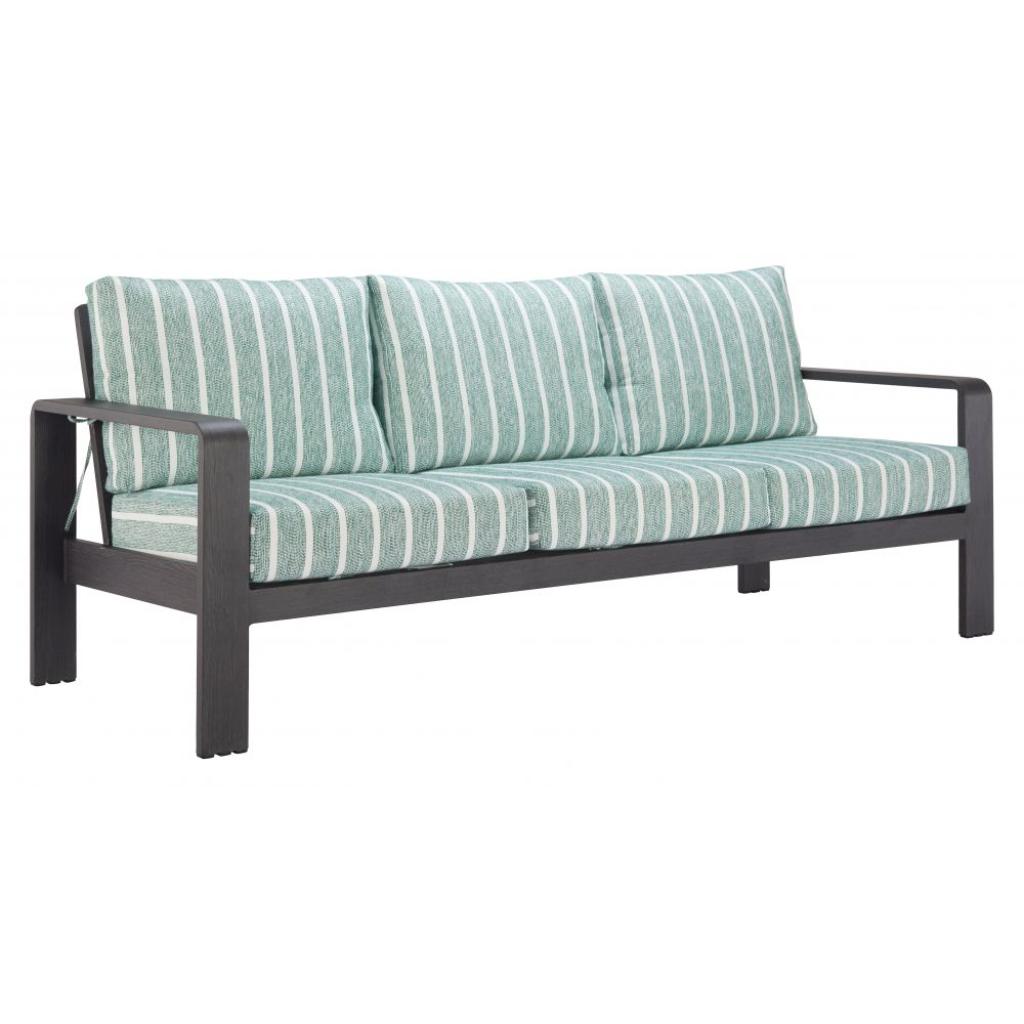 Rolig Green and White Stripe Olefin Fabric Outdoor Luxury Sofa
