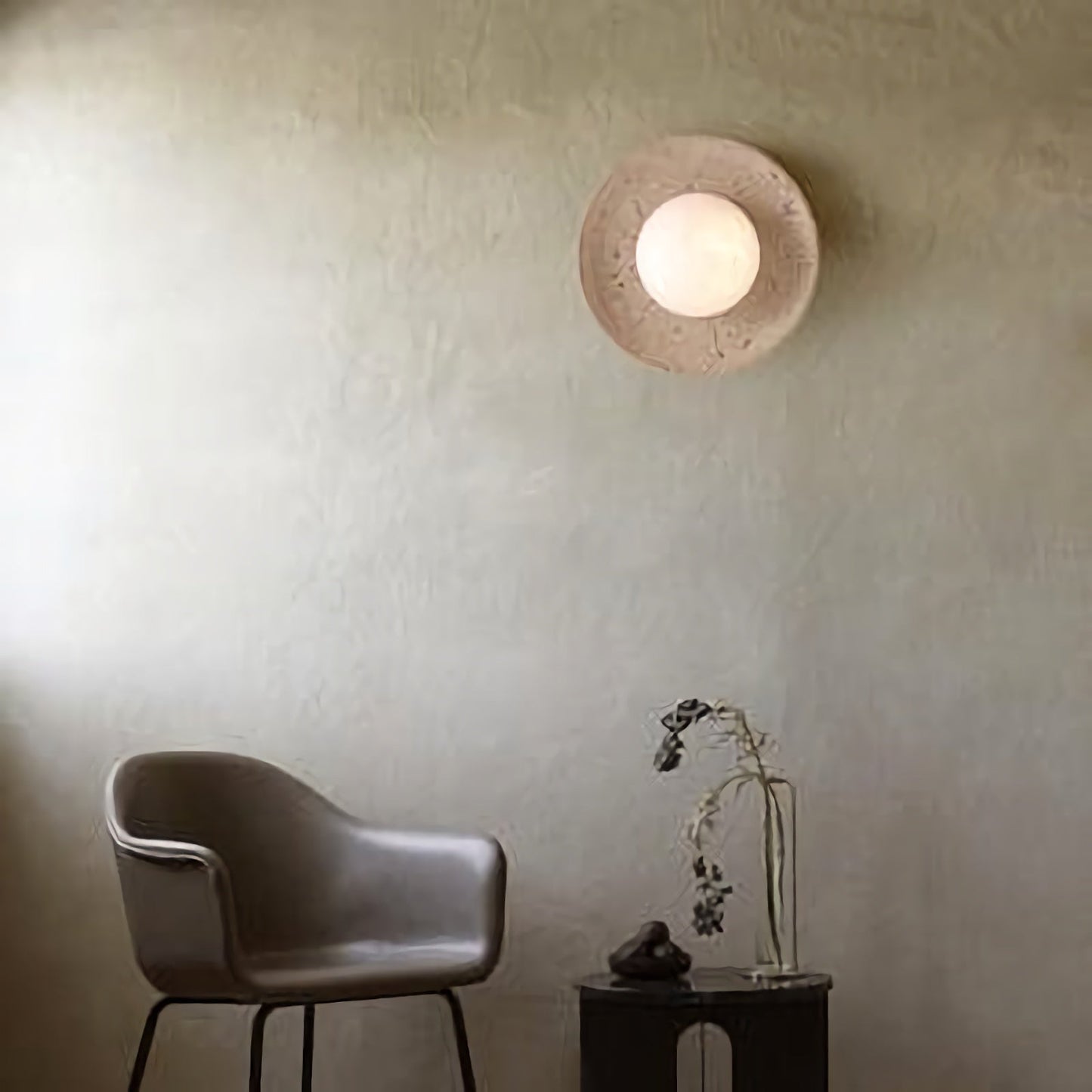 Round Travertine Wall Lamp