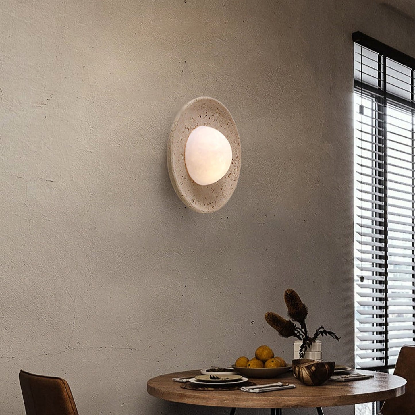 Round Travertine Wall Lamp