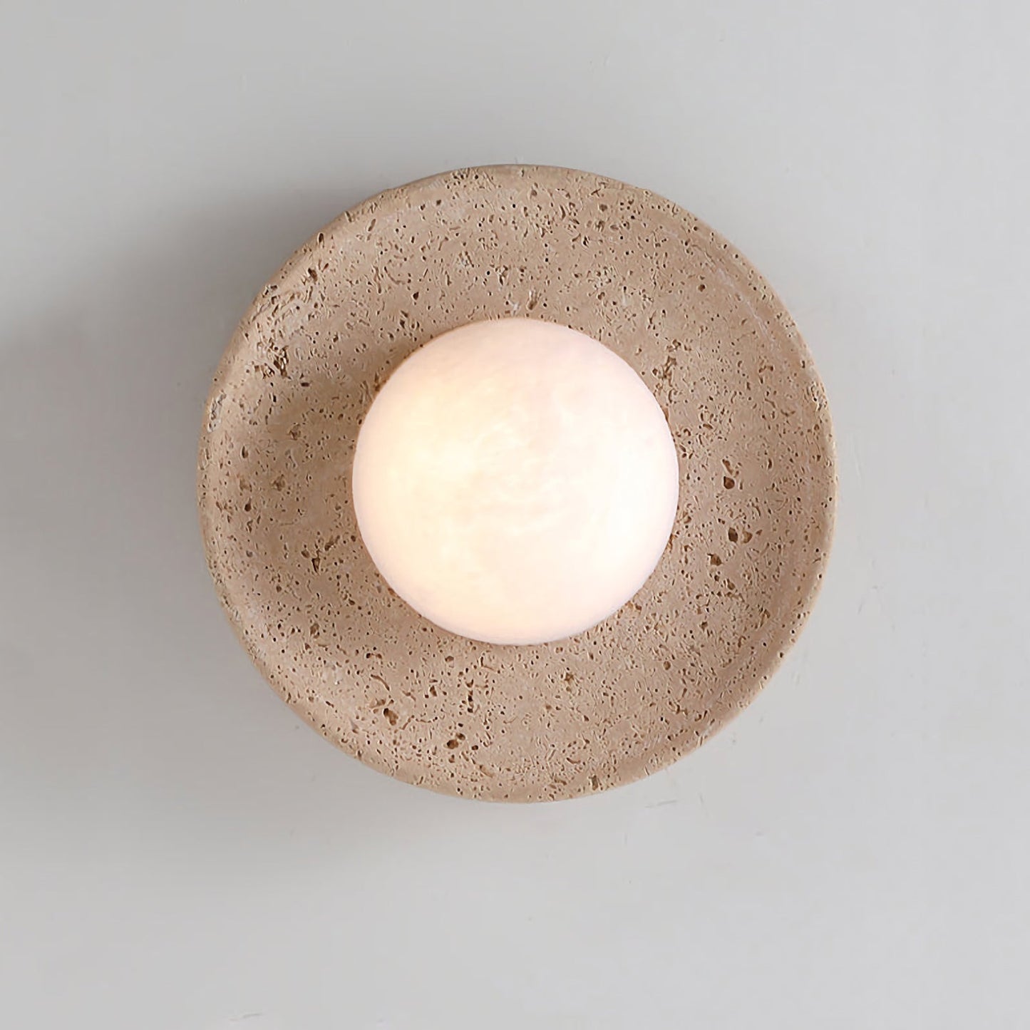 Round Travertine Wall Lamp