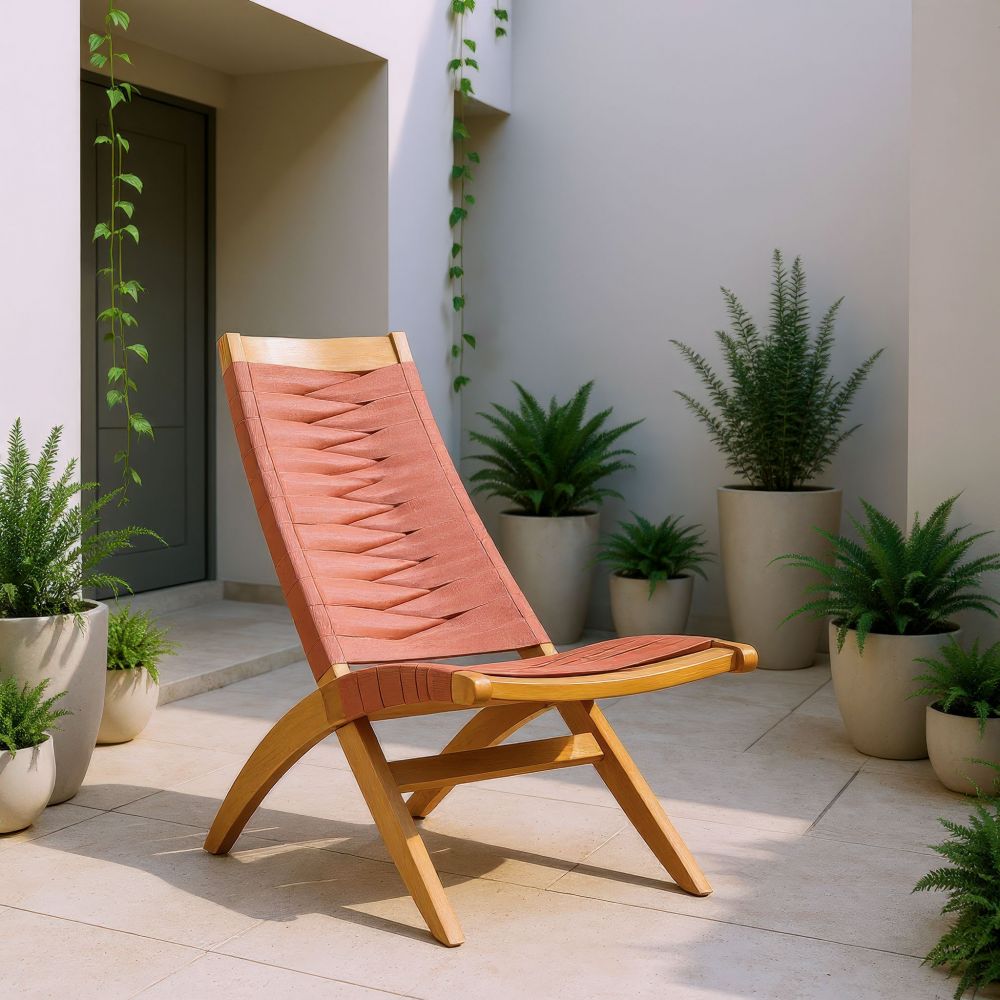 Rova Solid Wooden Rattan Frame Weaved Outdoor Luxury Lounge Chair