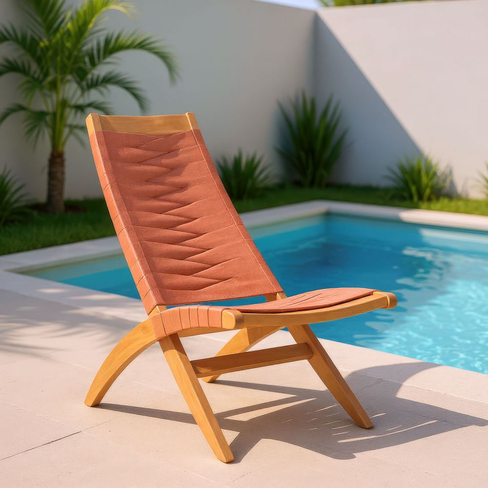 Rova Solid Wooden Rattan Frame Weaved Outdoor Luxury Lounge Chair