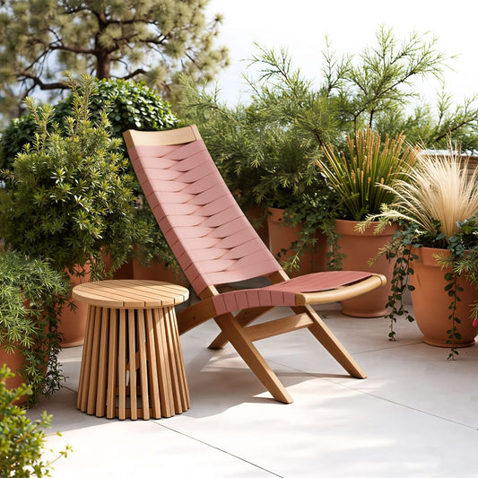 Rova Solid Wooden Rattan Frame Weaved Outdoor Luxury Lounge Chair