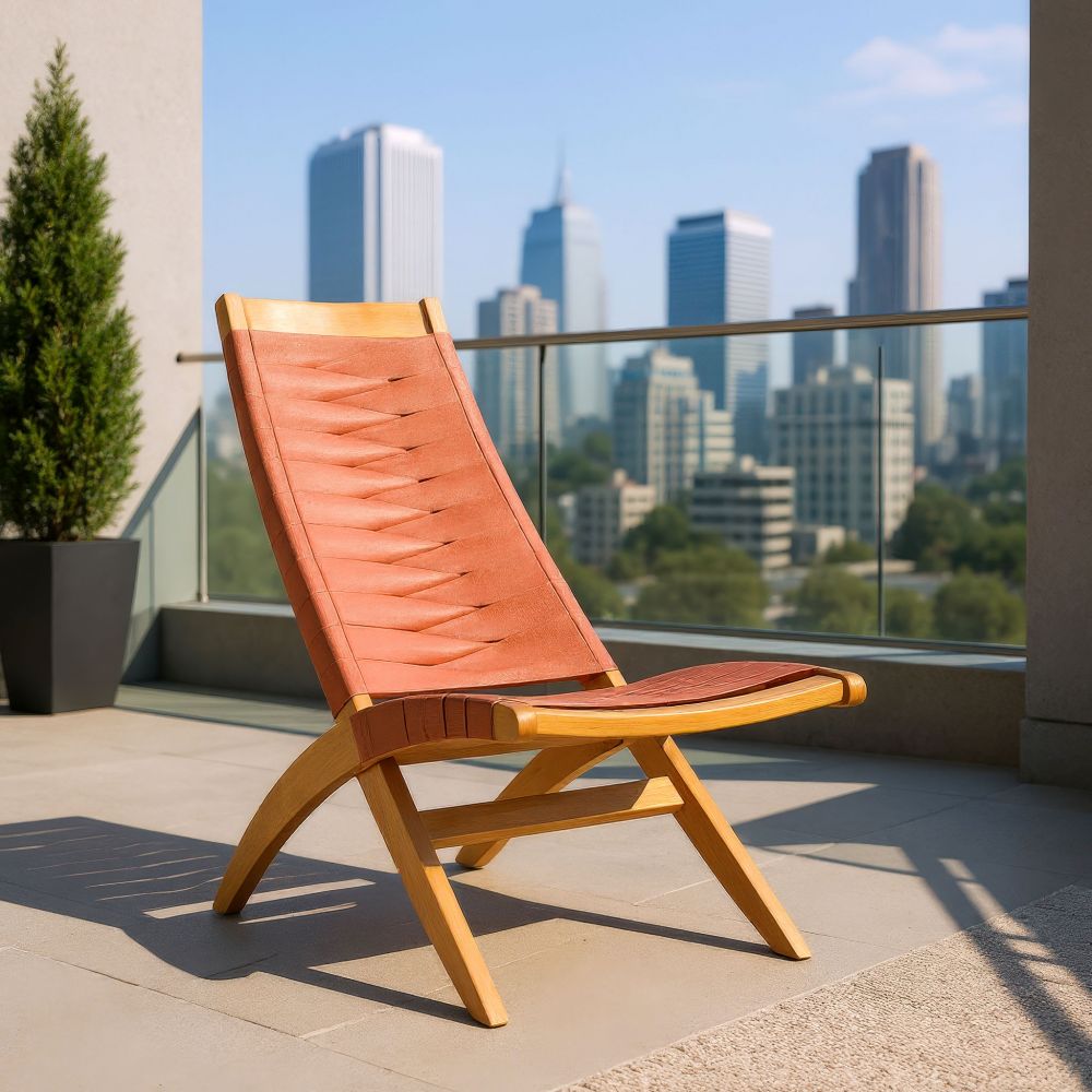 Rova Solid Wooden Rattan Frame Weaved Outdoor Luxury Lounge Chair