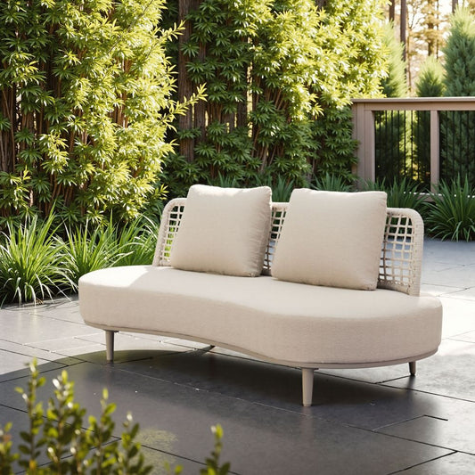 Ruhe Olefin Woven Rattan and Upholstered Fabric Outdoor Luxury Sofa