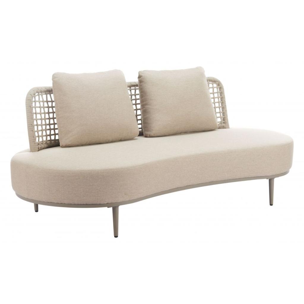 Ruhe Olefin Woven Rattan and Upholstered Fabric Outdoor Luxury Sofa
