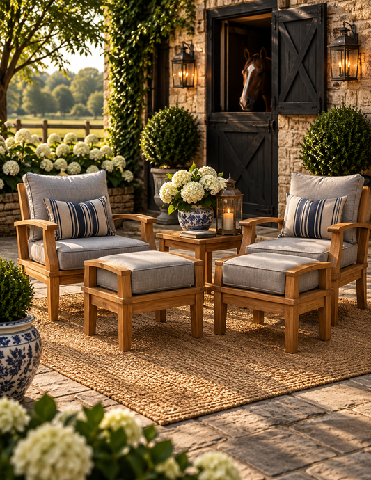 Seabrook Outdoor Patio Teak 4-Piece Conversation Set - Gray