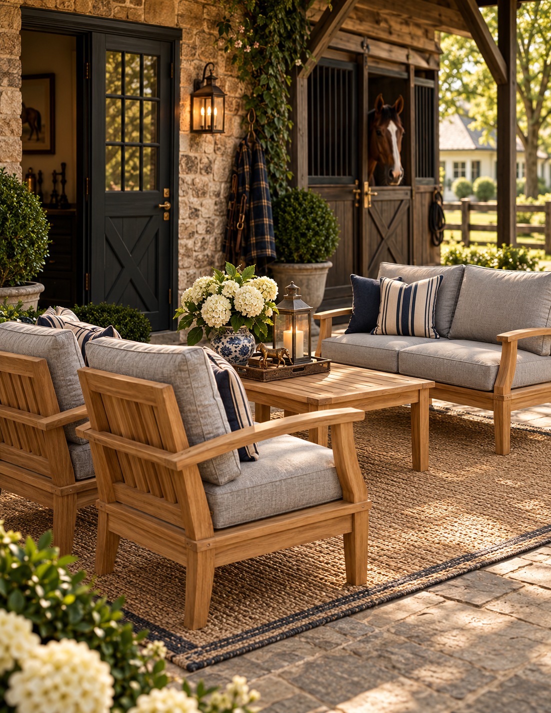 Seabrook Outdoor Patio Teak 3-Piece Lounge Set - Gray