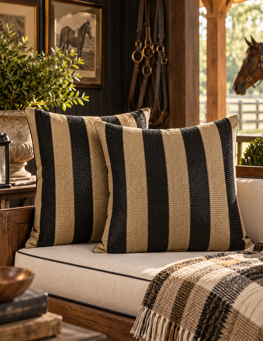 The Portofino Striped Outdoor Pillows — Set of 2