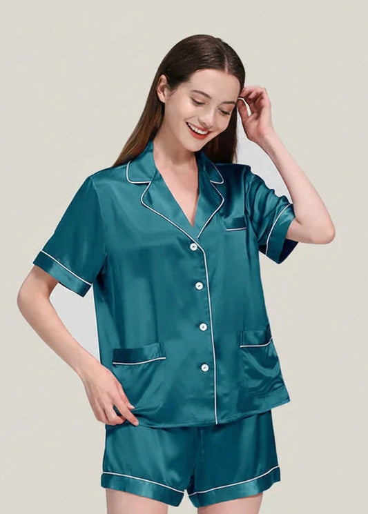 Plus Size Deconstructivist Real Silk Pajamas 2-Piece Set