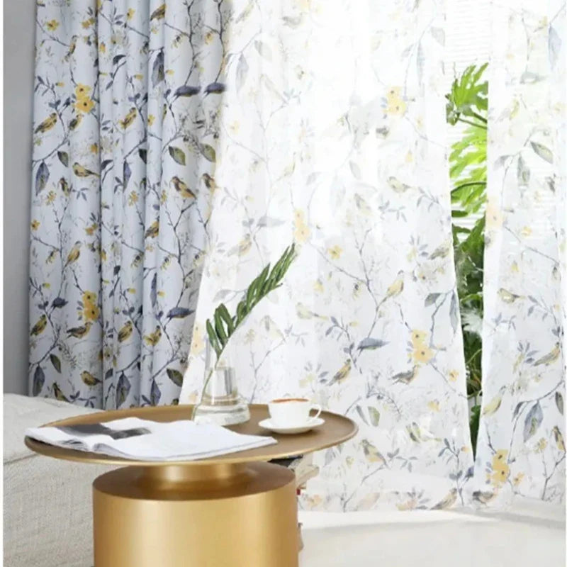 American Pastoral Bird Print Luxe Curtains