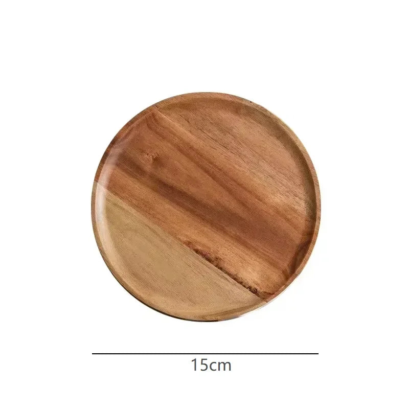 Acacia Wood Round Dinner Tray