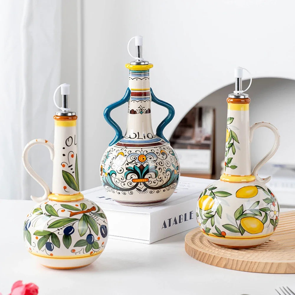 Olio d'Oliva Hand-Painted Ceramic Oil Dispenser