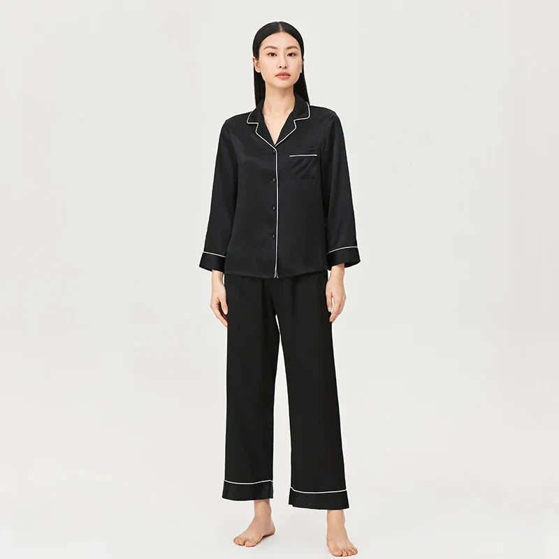 Women’s Mulberry Silk Pajama Set Long Sleeve Loungewear