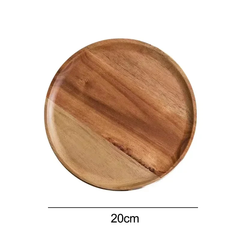 Acacia Wood Round Dinner Tray