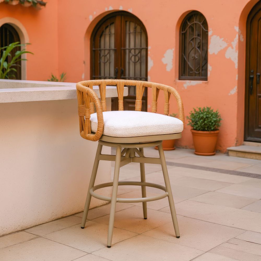 Safal Olefin Fabric Swivel Outdoor Luxury Barstool
