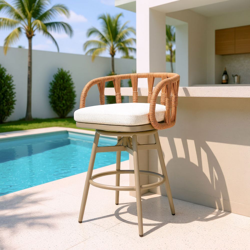 Safal Olefin Fabric Swivel Outdoor Luxury Barstool