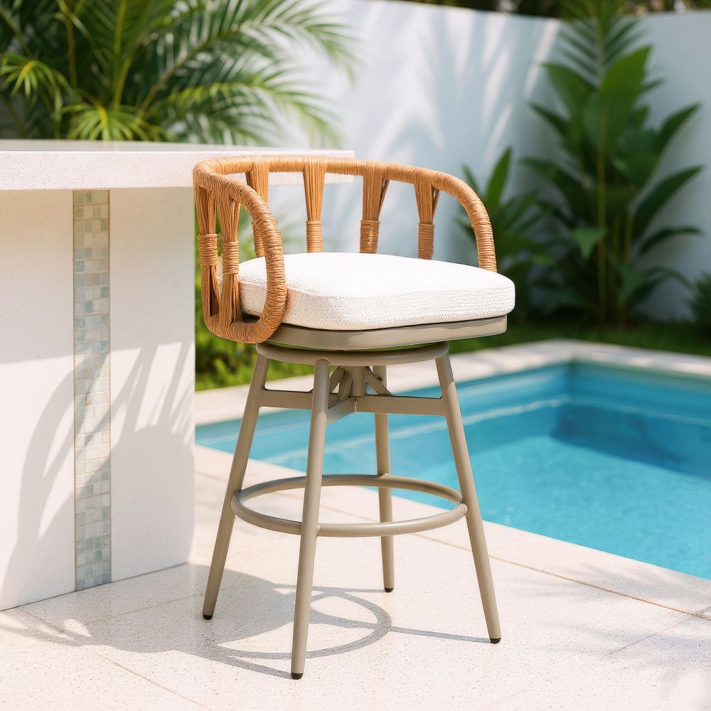 Safal Olefin Fabric Swivel Outdoor Luxury Barstool