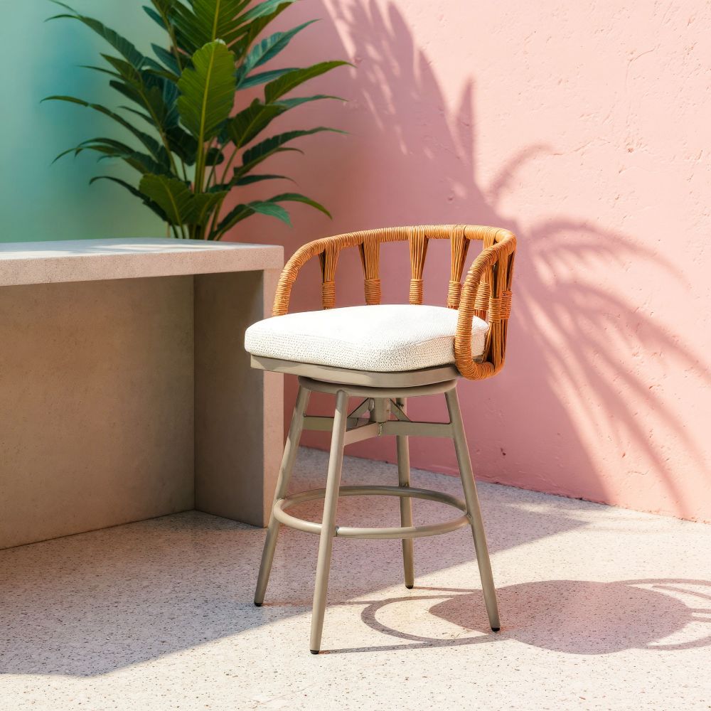 Safal Olefin Fabric Swivel Outdoor Luxury Barstool