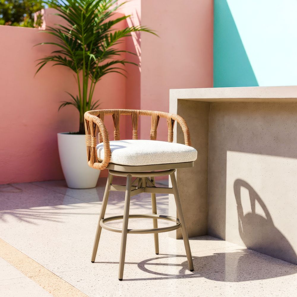 Safal Olefin Fabric Swivel Outdoor Luxury Barstool