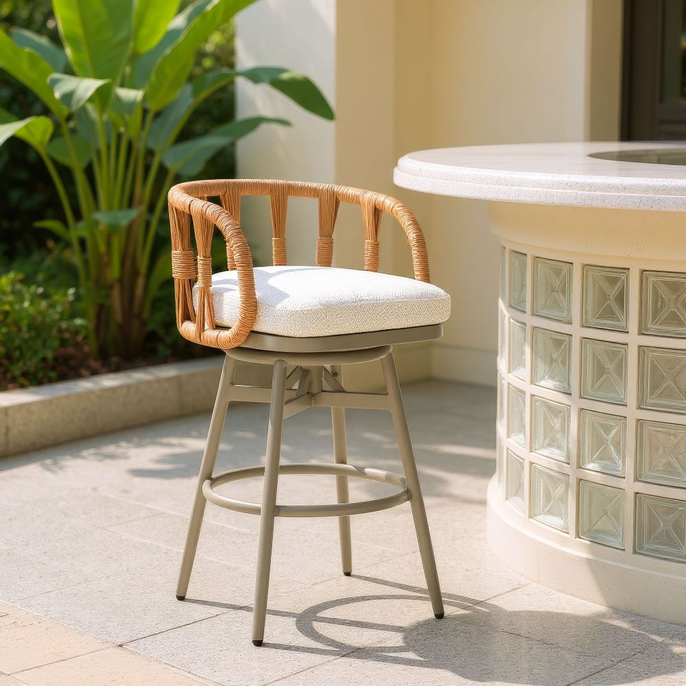 Safal Olefin Fabric Swivel Outdoor Luxury Barstool
