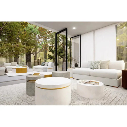 The Santori Double Ring Tall - Gold Outdoor Luxury Handcrafted Concrete End table