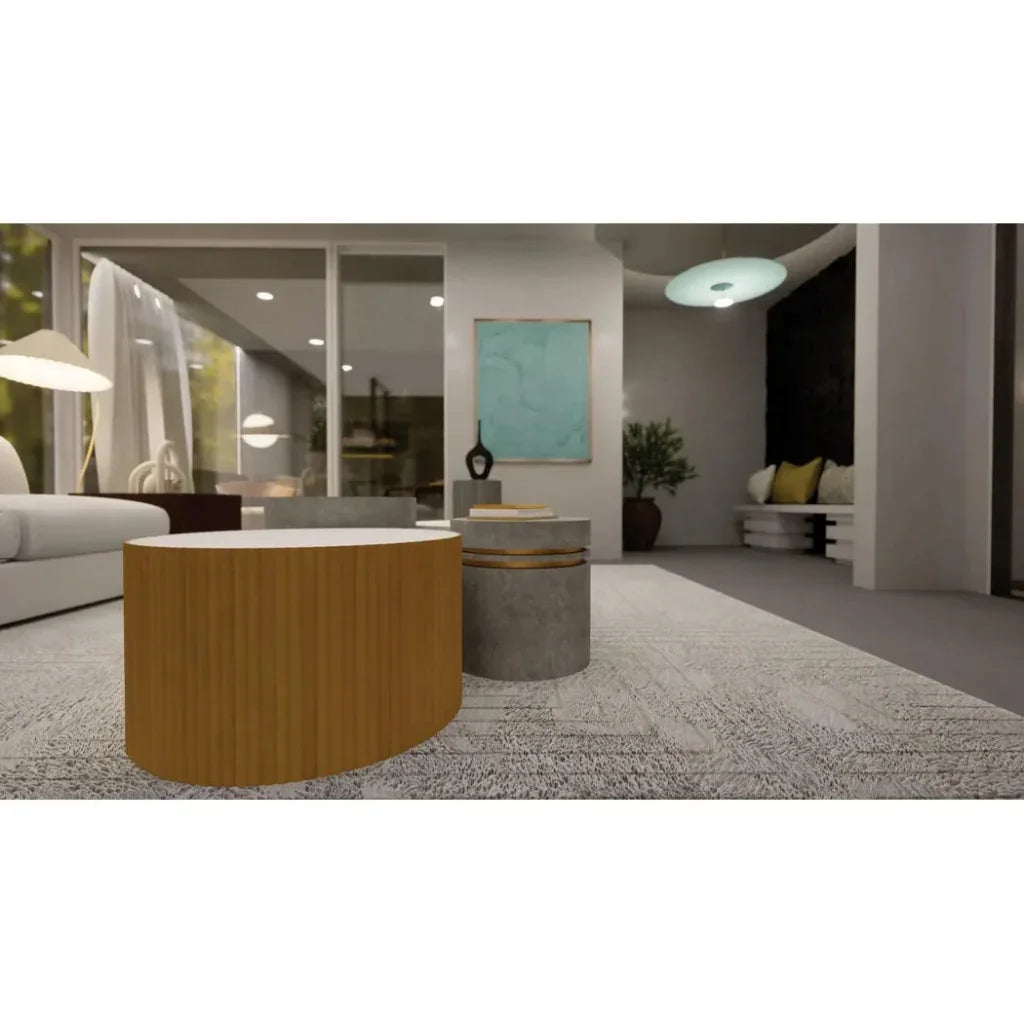 Santori Double Ring Tall - Gray/Gold Outdoor End table