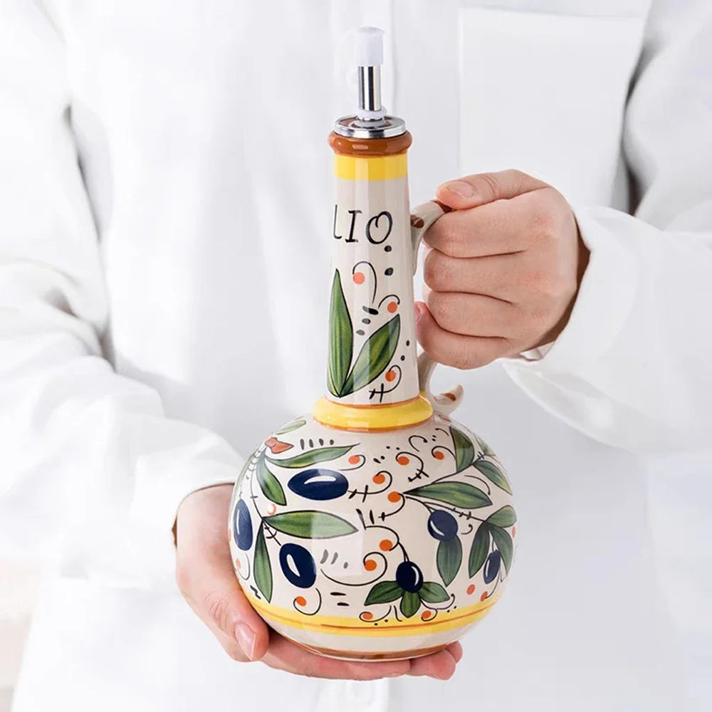 Olio d'Oliva Hand-Painted Ceramic Oil Dispenser