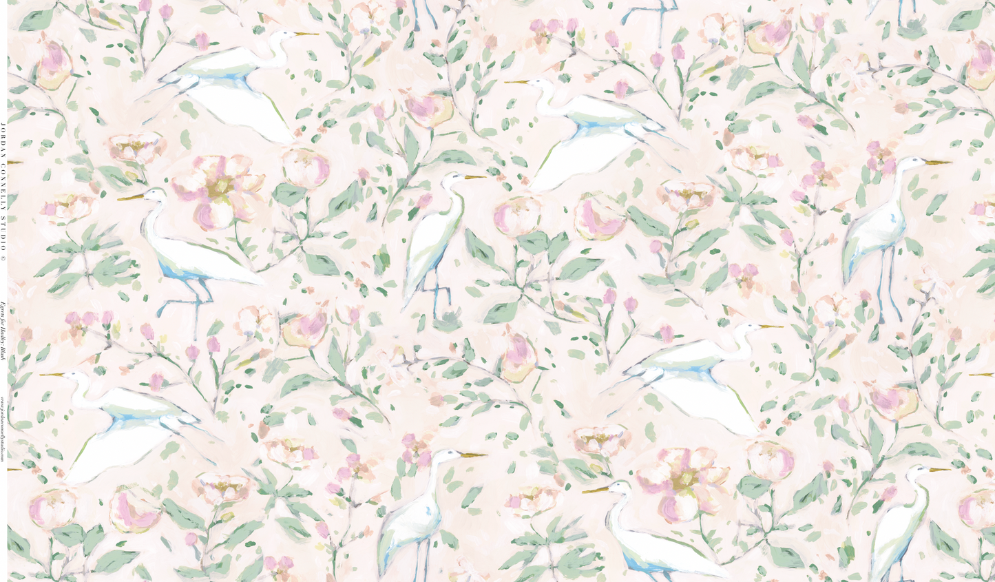 Egrets for Hadley in Blush Wallpaper