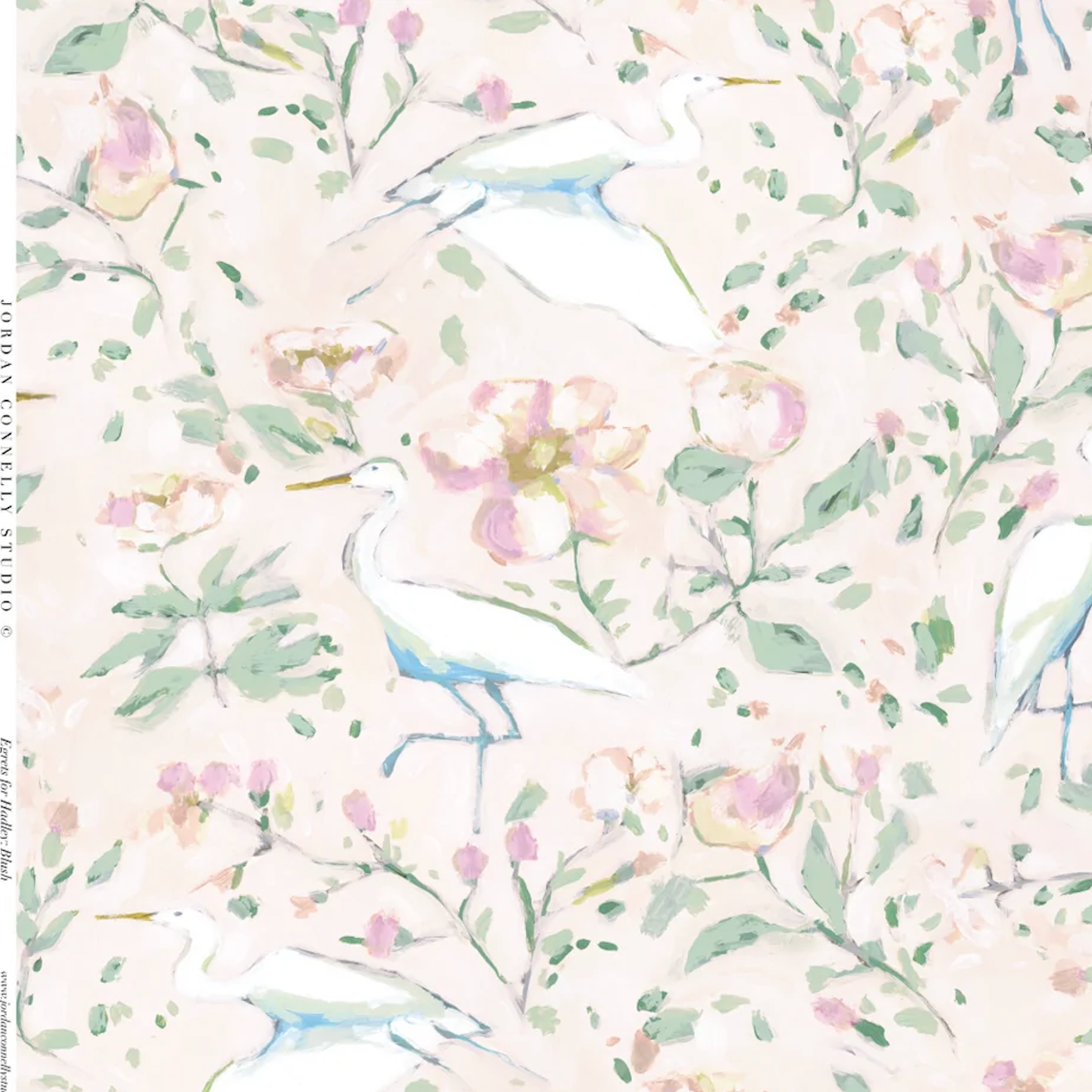 Egrets for Hadley in Blush Wallpaper