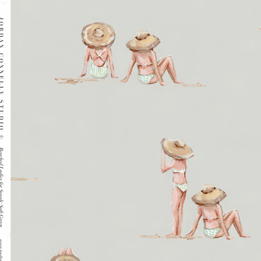Beached Ladies for Sarah in Soft Green Wallpaper