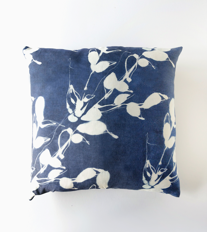 The Porto Indigo European Linen Throw Pillow