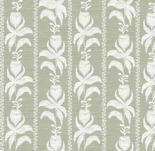 Blocked Tulips in Green- Fabric