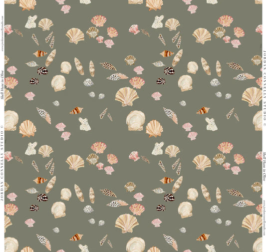 Shell Hunt in Olive- Fabric