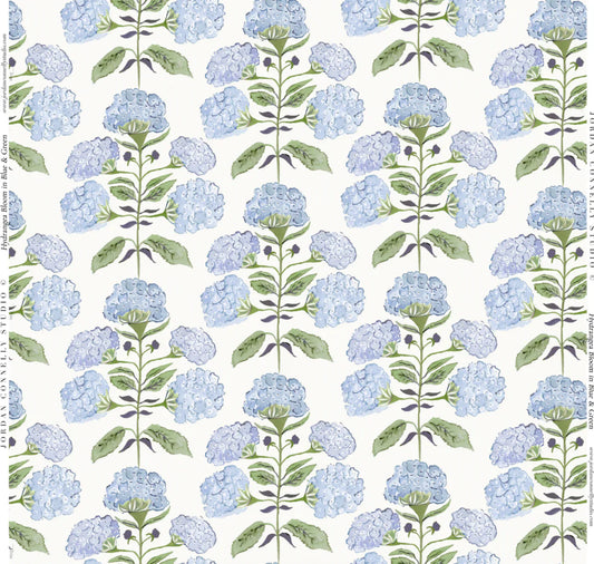 Hydrangea Bloom in Blue & Green- Fabric
