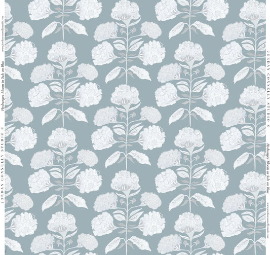 Hydrangea Bloom in Salt on Blue- Fabric