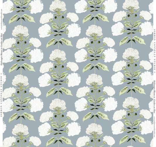 Hydrangea Bloom in Garden on Slate- Fabric