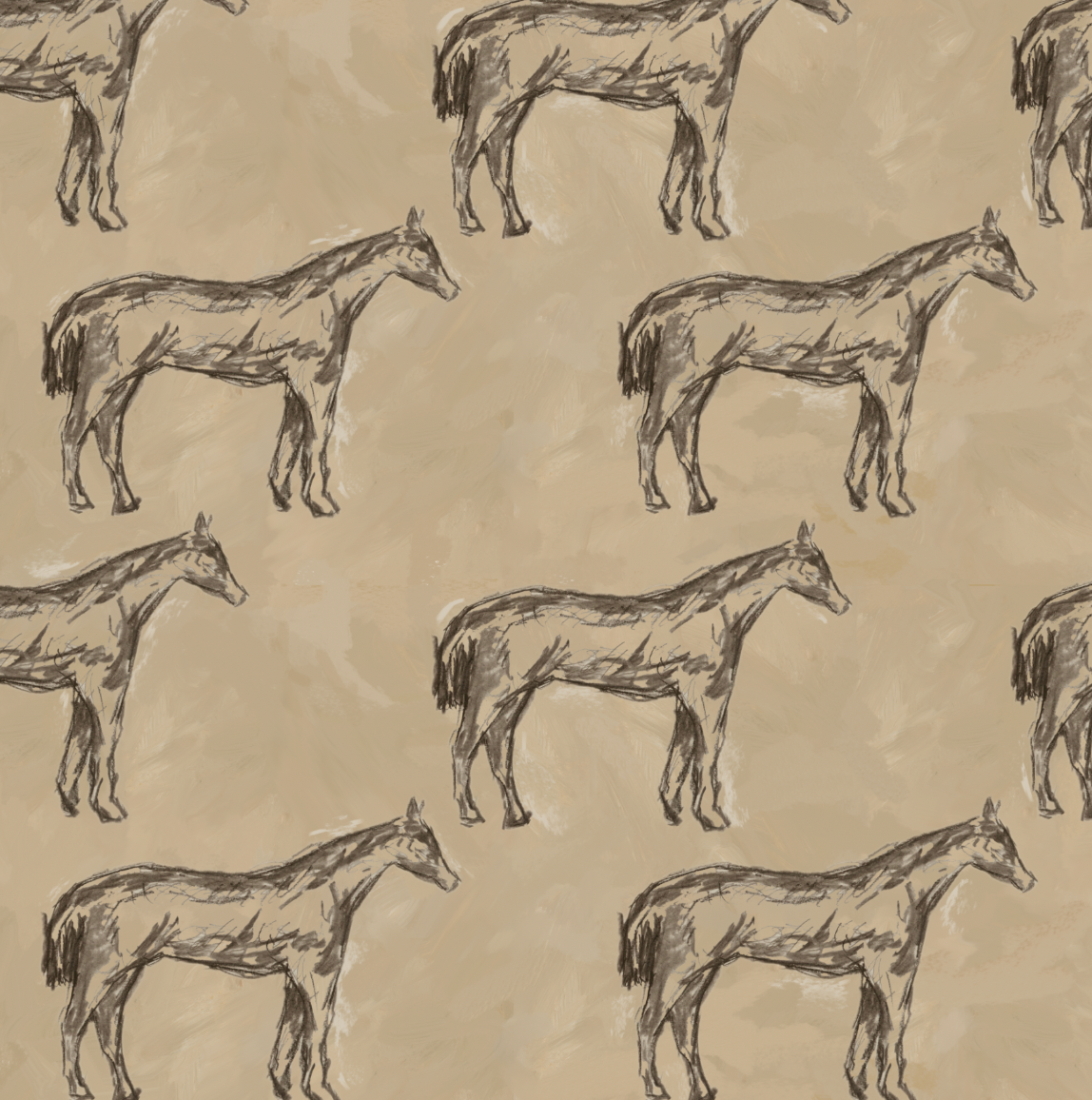 Antique Parchment Horse in Parchment Wallpaper