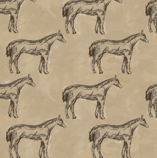 Antique Parchment Horse in Parchment Wallpaper