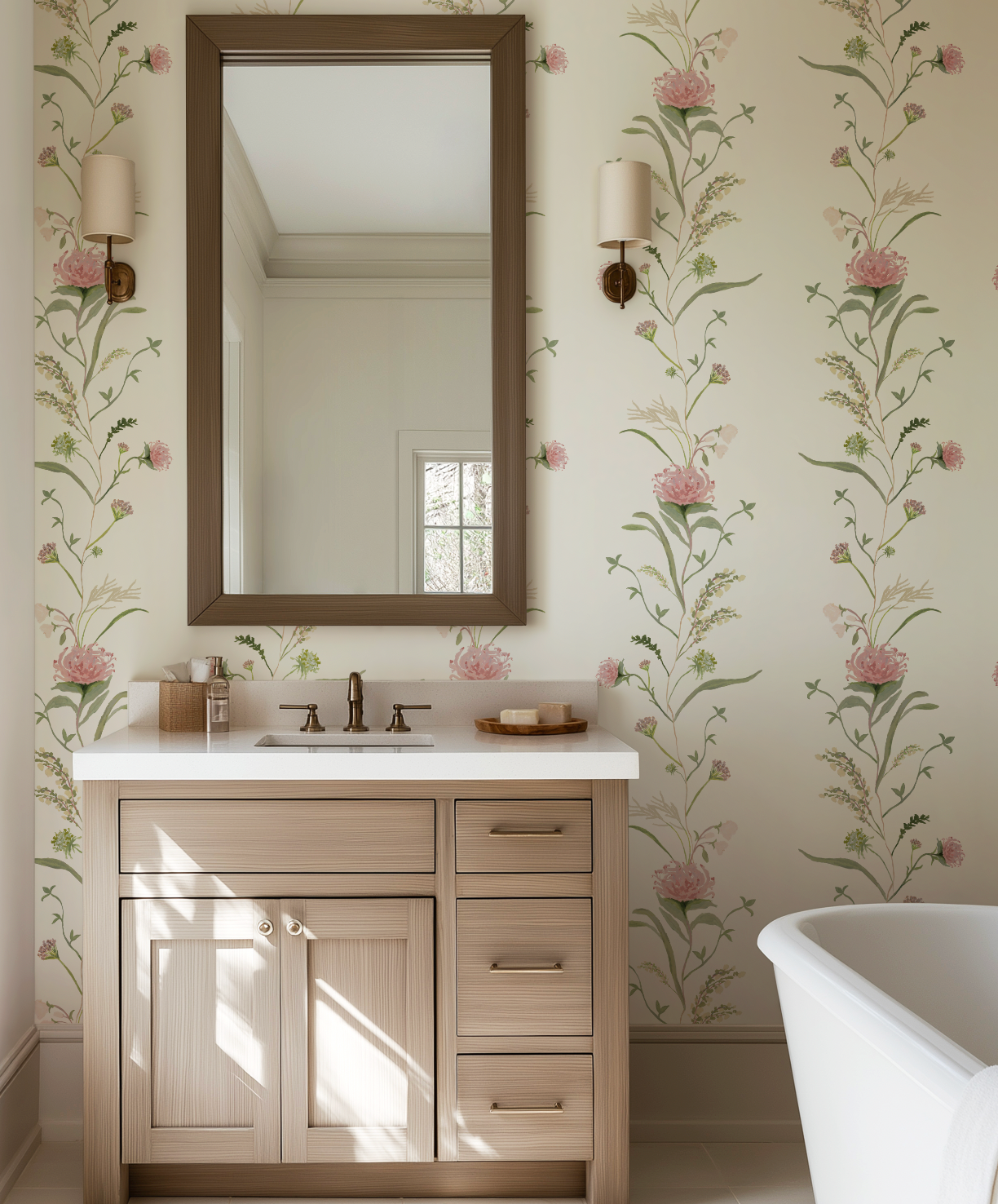 French Vine in Rose Garden Wallpaper