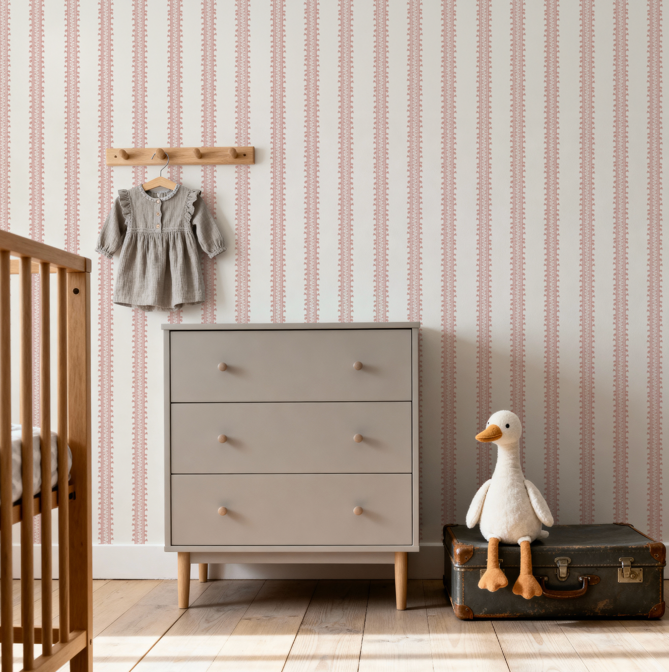 Forged Vine in Rose Wallpaper