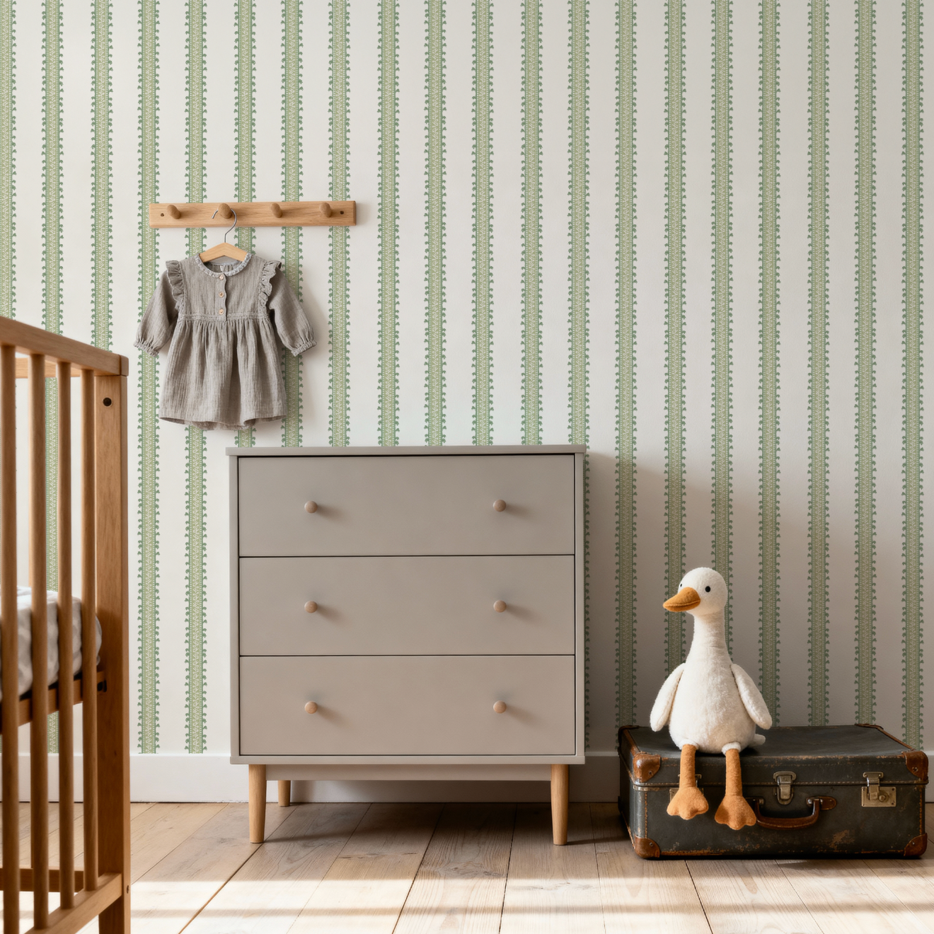 Forged Vine in Green Wallpaper