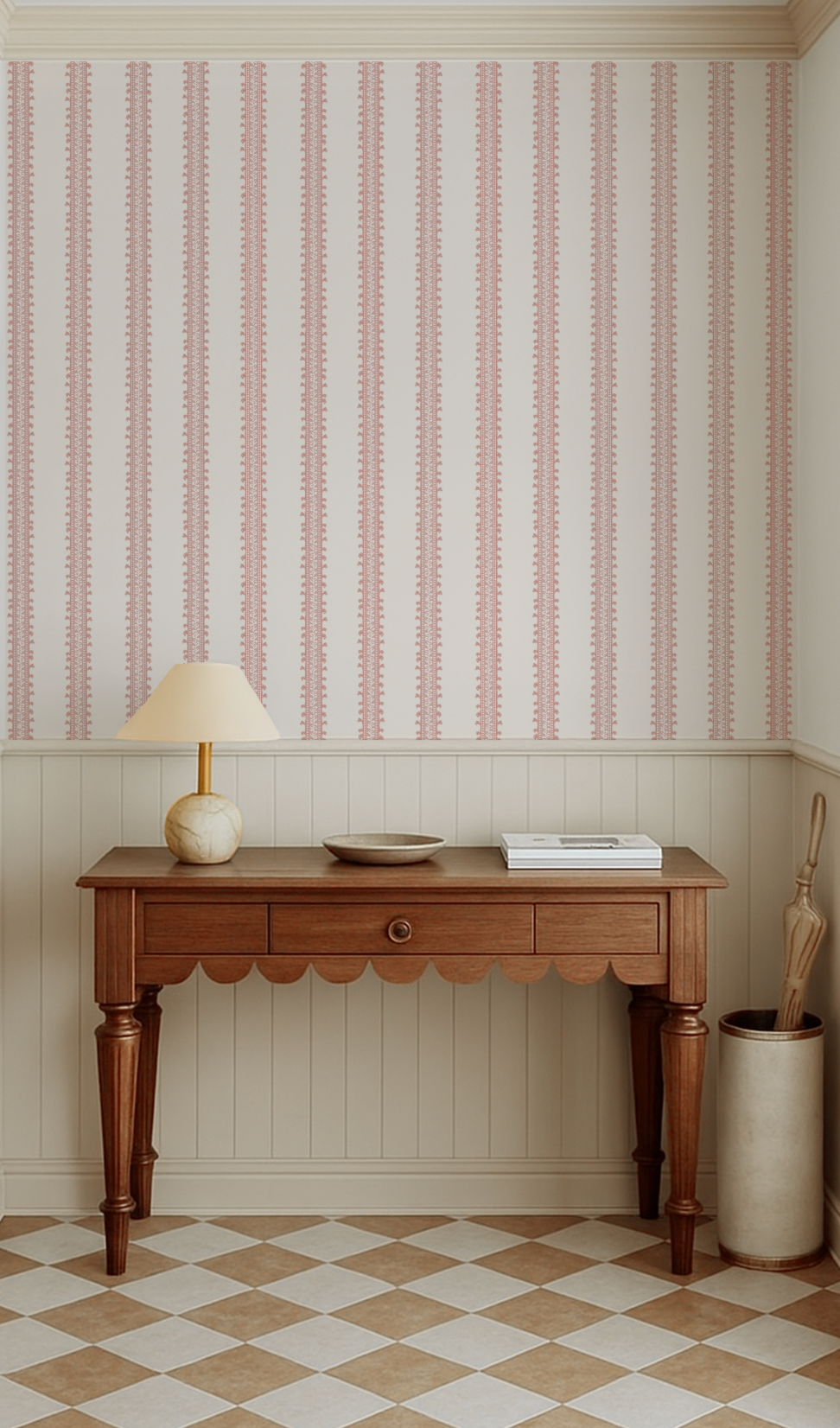 Forged Vine in Rose Wallpaper