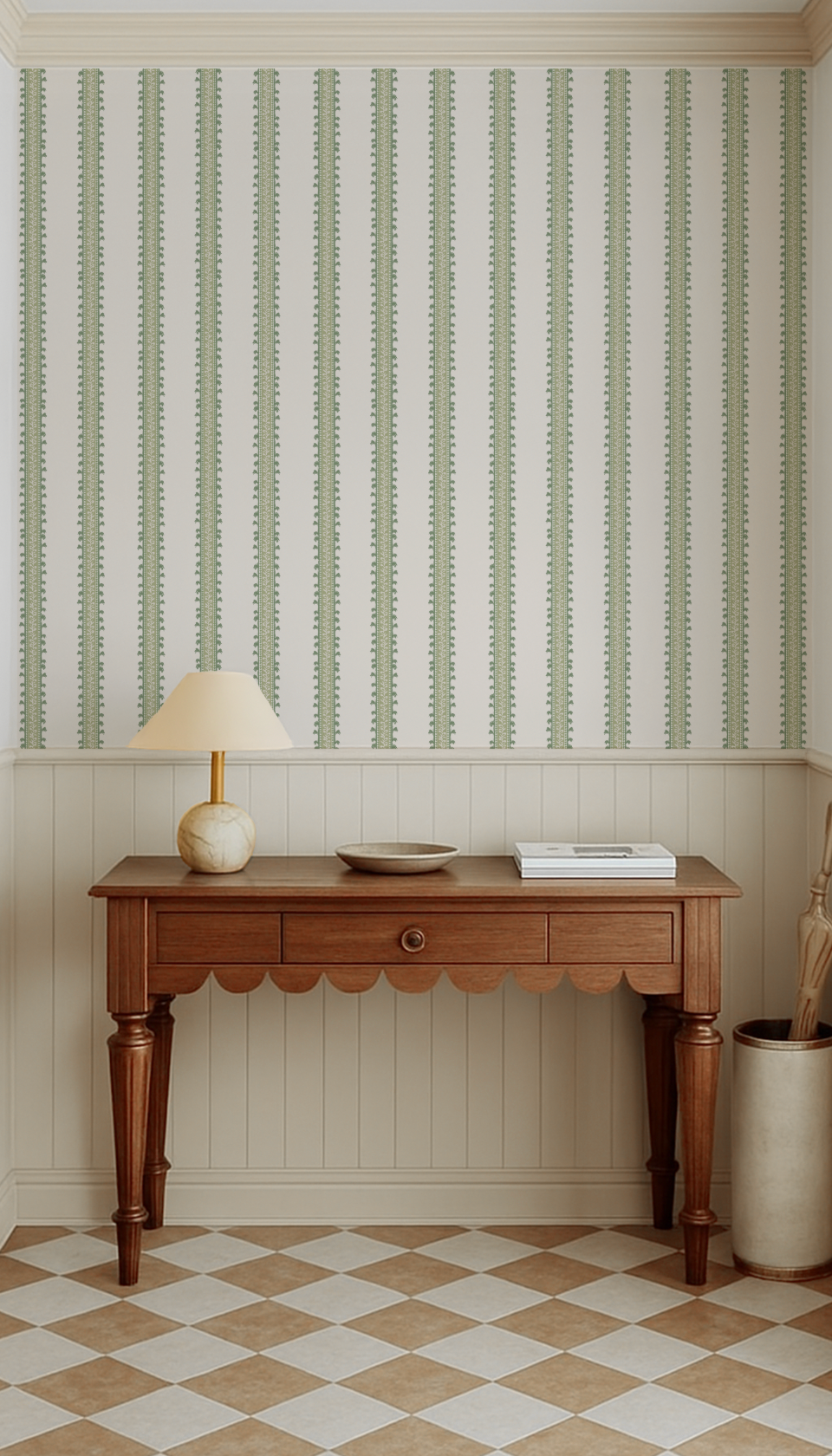 Forged Vine in Green Wallpaper