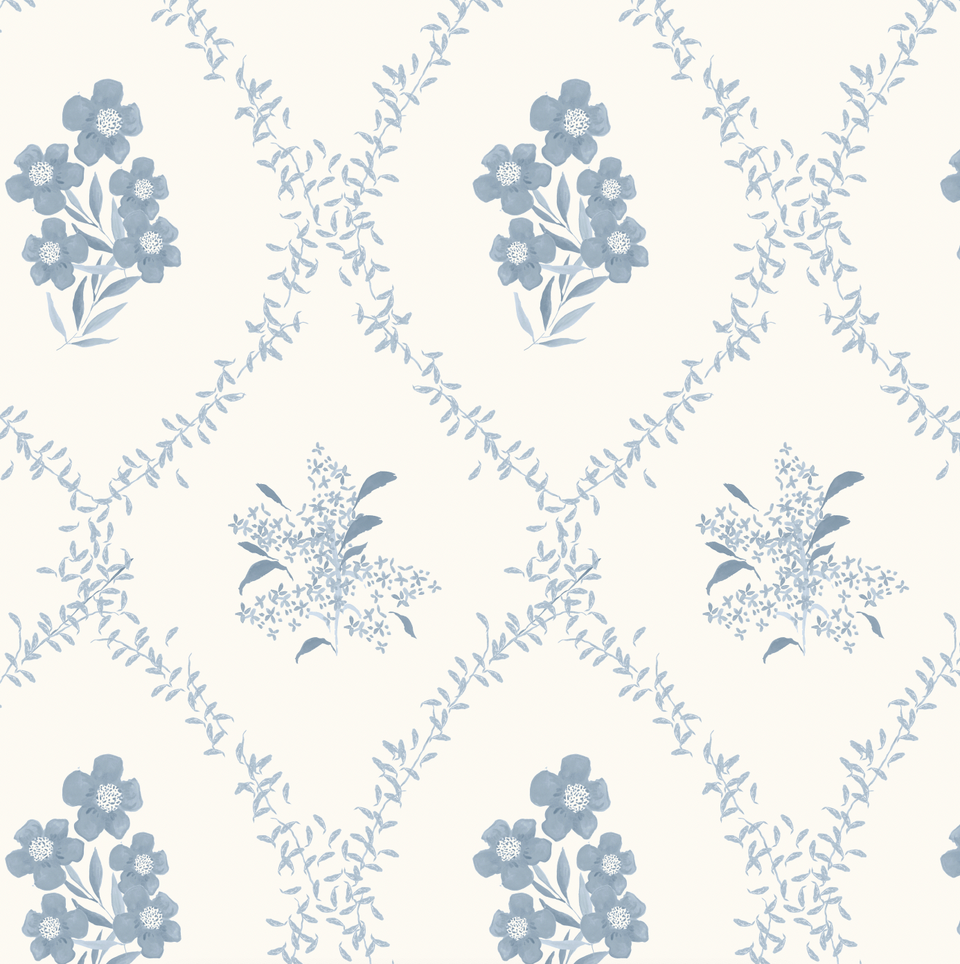 Botanic Trellis in White Wallpaper