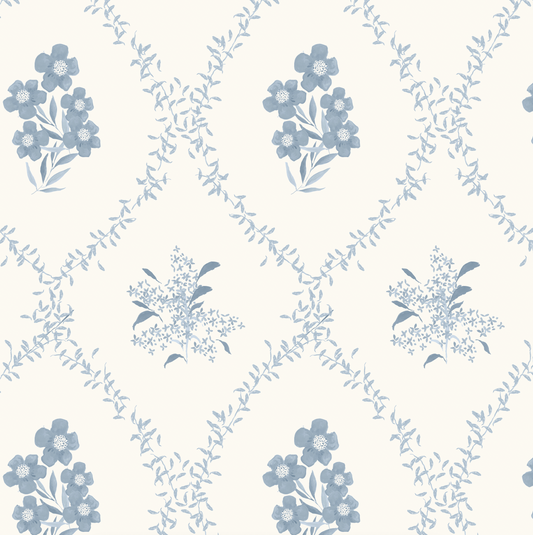 Botanic Trellis in White Wallpaper